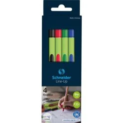 Schneider® Schneider Fineliner Line-Up, 191094, 0,4mm, Farbig Sortiert, In Stiftebox, 4 Stück