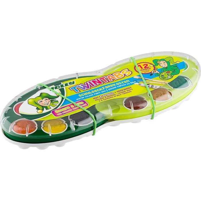 Jolly Farbkasten Twintabs 12, Deckfarbkasten, 1 Deckweiß, 2 Pinsel Und 12 Farben - Image 3