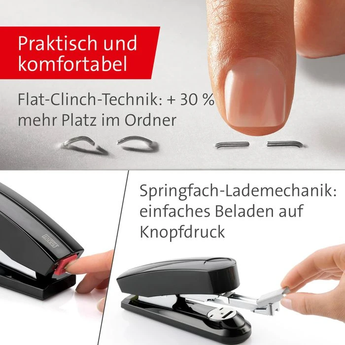 Novus B4FC Heftgerät, Flat-Clinch, Heftleistung 50 Blatt, Schwarz - Image 3