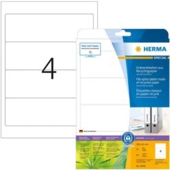 Herma Rückenschilder 10746 Special, Recycling Weiß, 61 X 192mm, Selbstklebend, 80 Stück