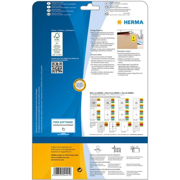 Herma Universaletiketten 4421, Special, Gelb, 210 X 297mm, Ablösbar, 20 Blatt, 20 Stück - Image 5