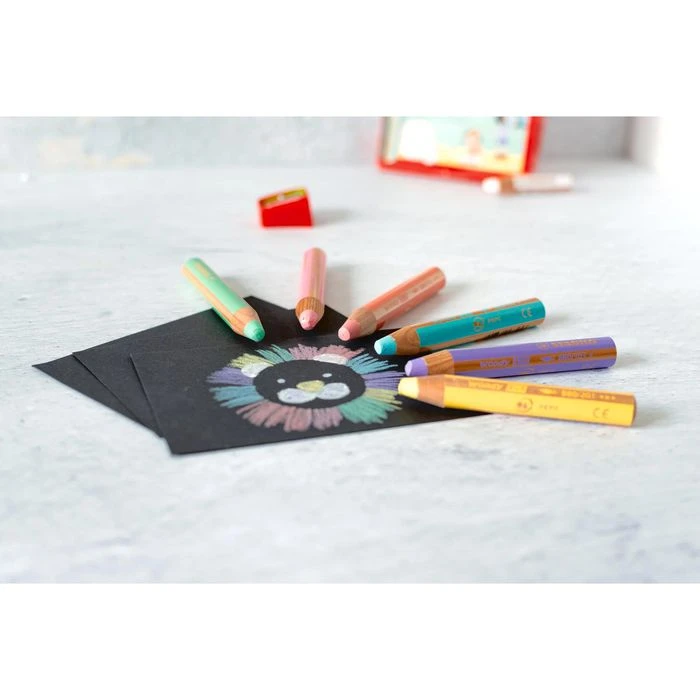 Stabilo Buntstifte Woody 3 In 1 Pastell, 880/18-4, Multitalent-Stifte Inkl Pinsel & Spitzer, 18 Stück – Bild 5