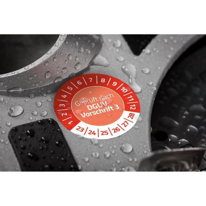 Zweckform Prüfplaketten 6976 Geprüft Nach DGUV Vo3, 2023-2028, Rot, Ø 30mm, Aus Vinyl, 80 Stück - Image 4