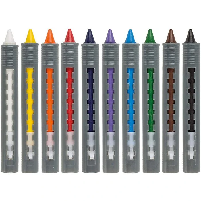 Idena Wachsmalstifte 60040 Wachsmaler Box, Wasserfest, Rund, Mit Schiebehülsen,10 Stück – Bild 3