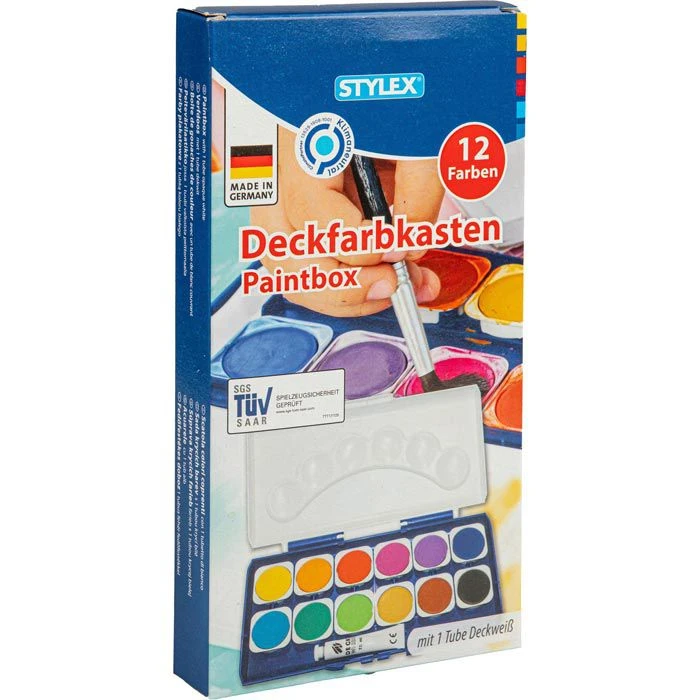 Deckfarbkasten 12 Farben Mit Deckweiß Stylex - Image 3