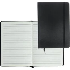 Böttcher-AG Notizbuch A5, 80 Blatt, Schwarz, Fester Kartoneinband, Liniert