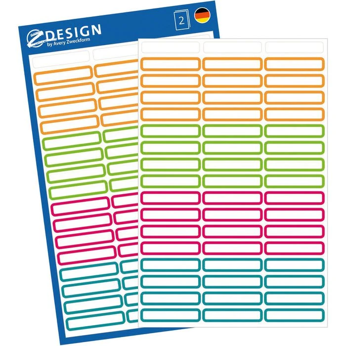 Zweckform Vielzwecketiketten 63027 Farbig Sortiert, 31 X 6 Mm, Stiftetiketten, 2 Blatt, 102 Stück – Bild 4